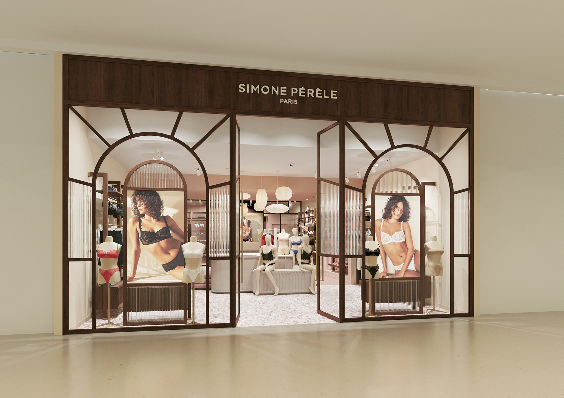 La façade vitrée de l'enseigne Simone Pérèle à l'intérieur du mall de Burnside.